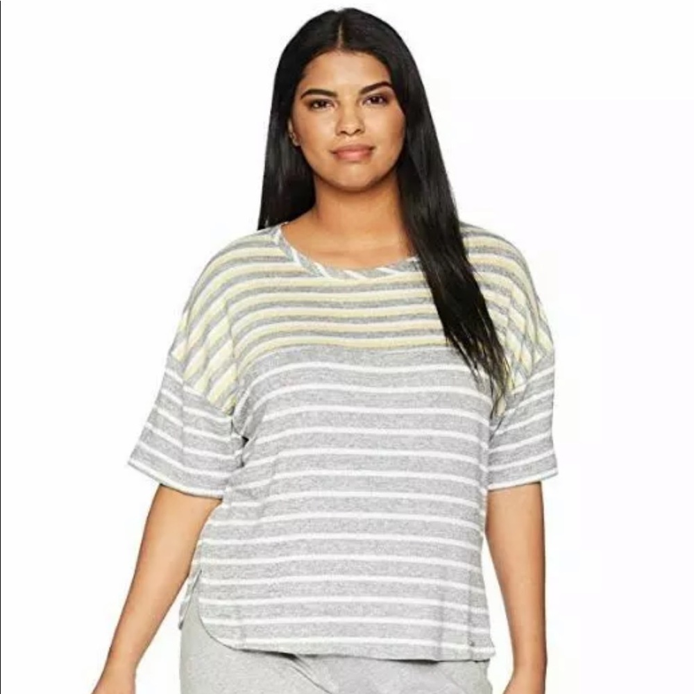 Kensie Plus Size Striped Sweater Knit Tee